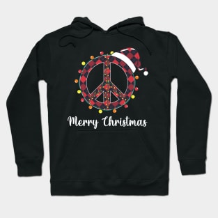 Peace Sign Santa Hat Christmas Lights Hoodie